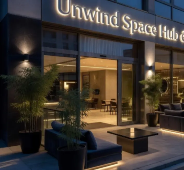 IoE.Systems Unwind Space Hub külső nézete és bejárata